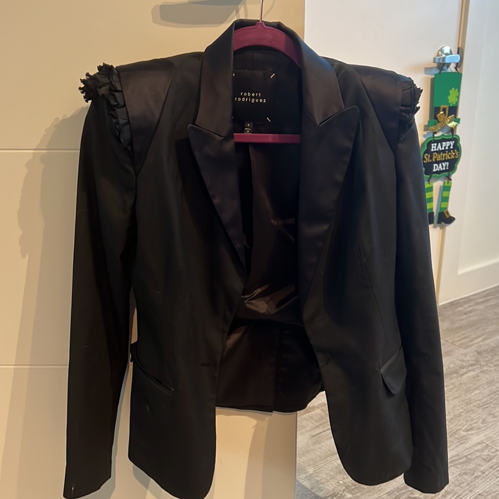 Robert Rodriquez Defined Ruffle Shoulder Blazer - image 1